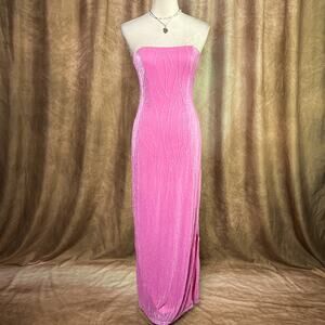 Vintage Gunne Sax Dress 90s Strapless Maxi Gown Pink Sparkle Jessica McClintock